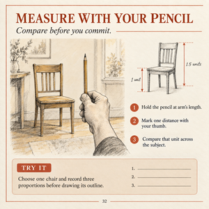Show the sample page of Sketch the Room You See.